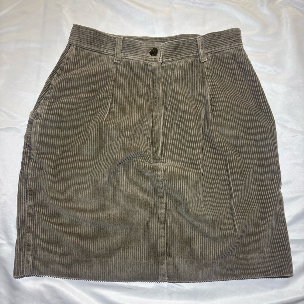 Small High-Rise Corduroy Mini Skirt in Taupe